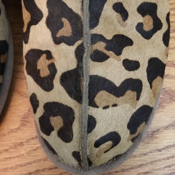 UGG SLIPPERS WOMENS 5 LEOPARD CALF HAIR LEATHER SCUFFETTE SLIP ON MULES HYGGE - Picture 5 of 16